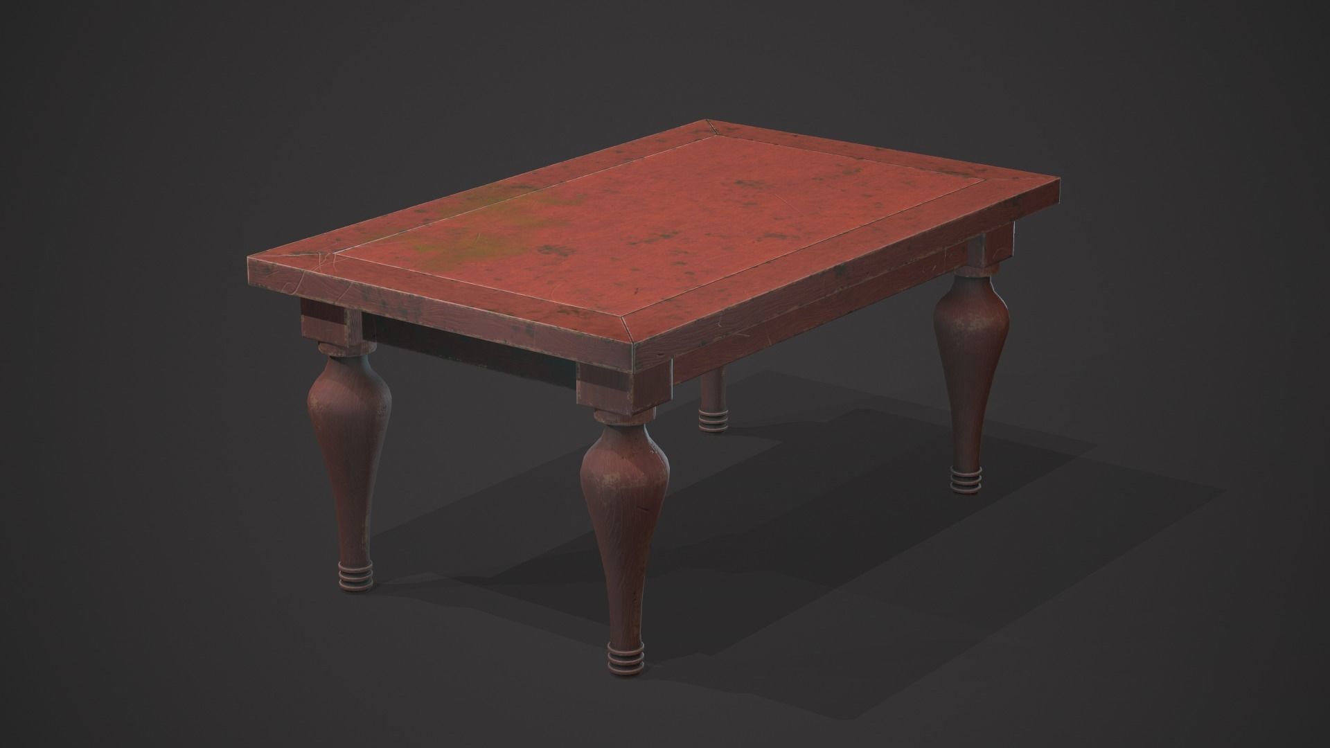 Old table Low-poly 3D model_2