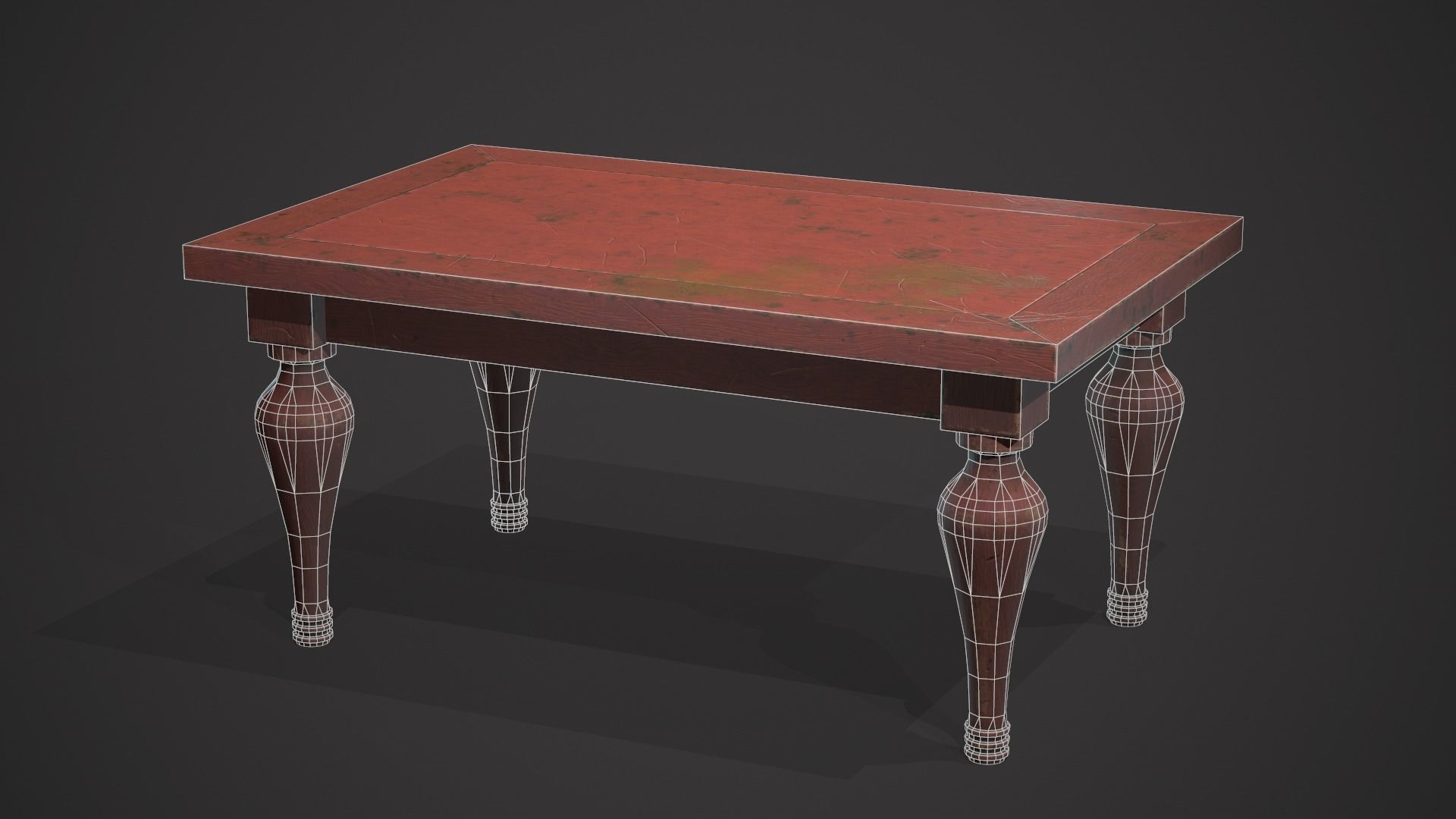 Old table Low-poly 3D model_11