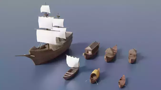 Ancient Sailing Ships 3D model