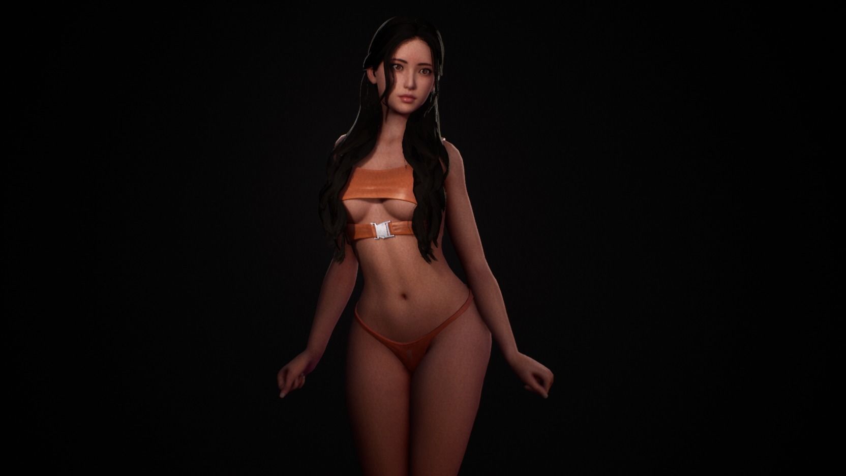 Nude Bikini Girl Satomi - Rigged Animated Game Character  Low-poly 3D model_14
