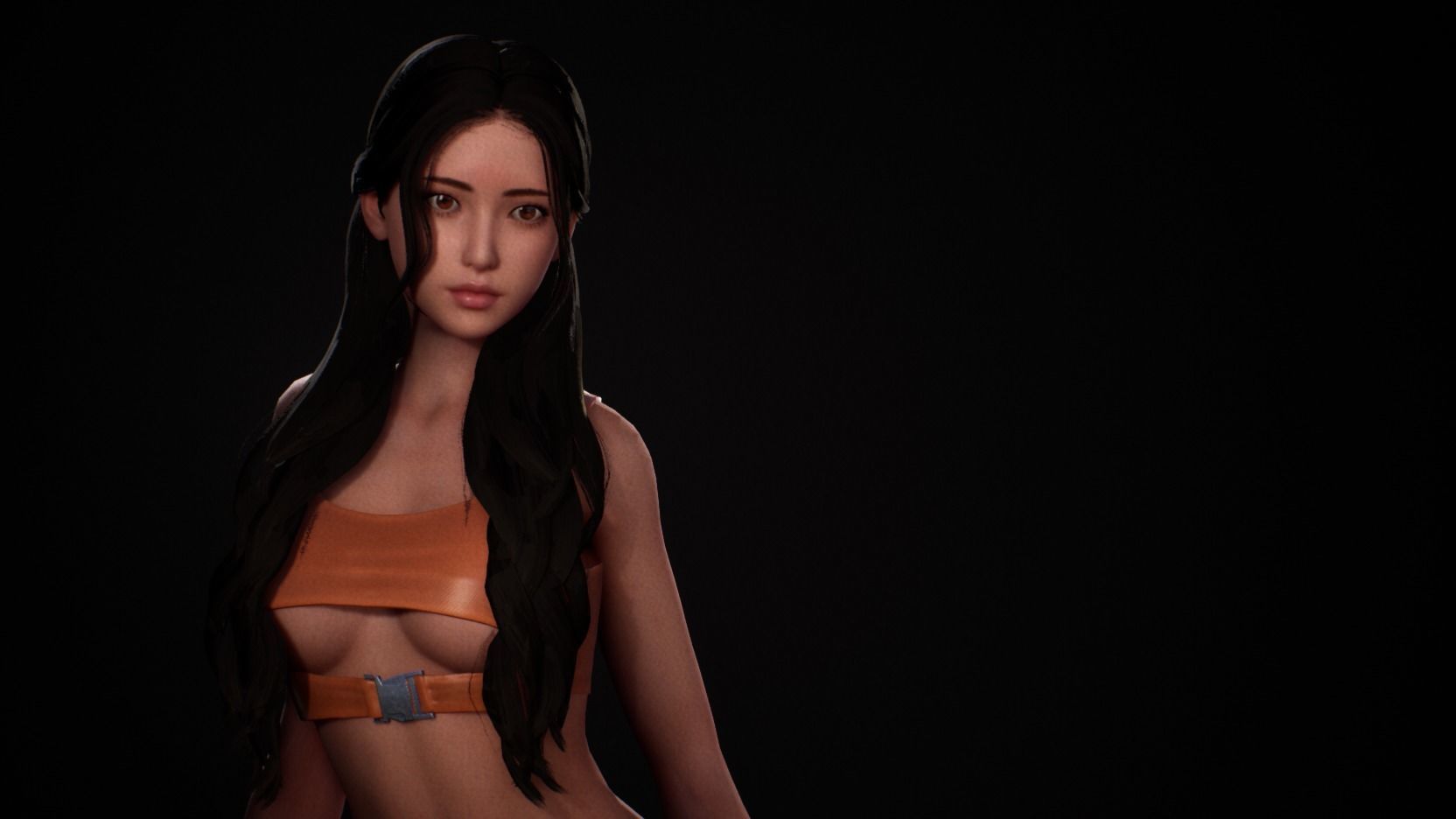 Nude Bikini Girl Satomi - Rigged Animated Game Character  Low-poly 3D model_2