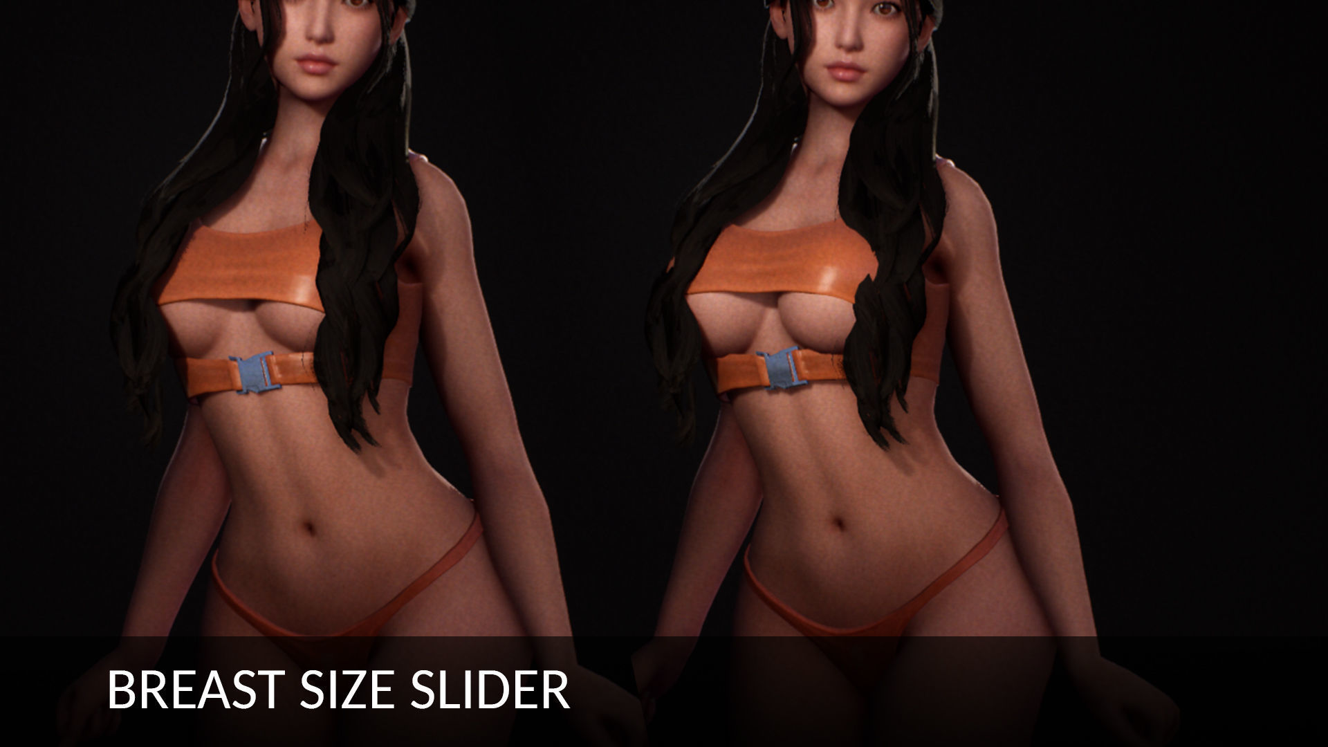 Nude Bikini Girl Satomi - Rigged Animated Game Character  Low-poly 3D model_3