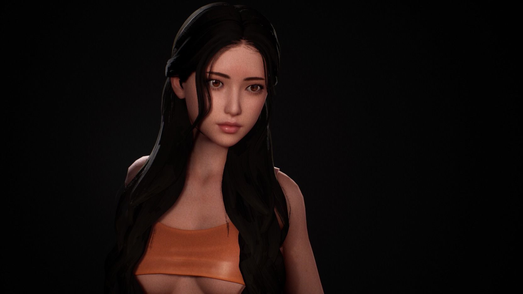 Nude Bikini Girl Satomi - Rigged Animated Game Character  Low-poly 3D model_8