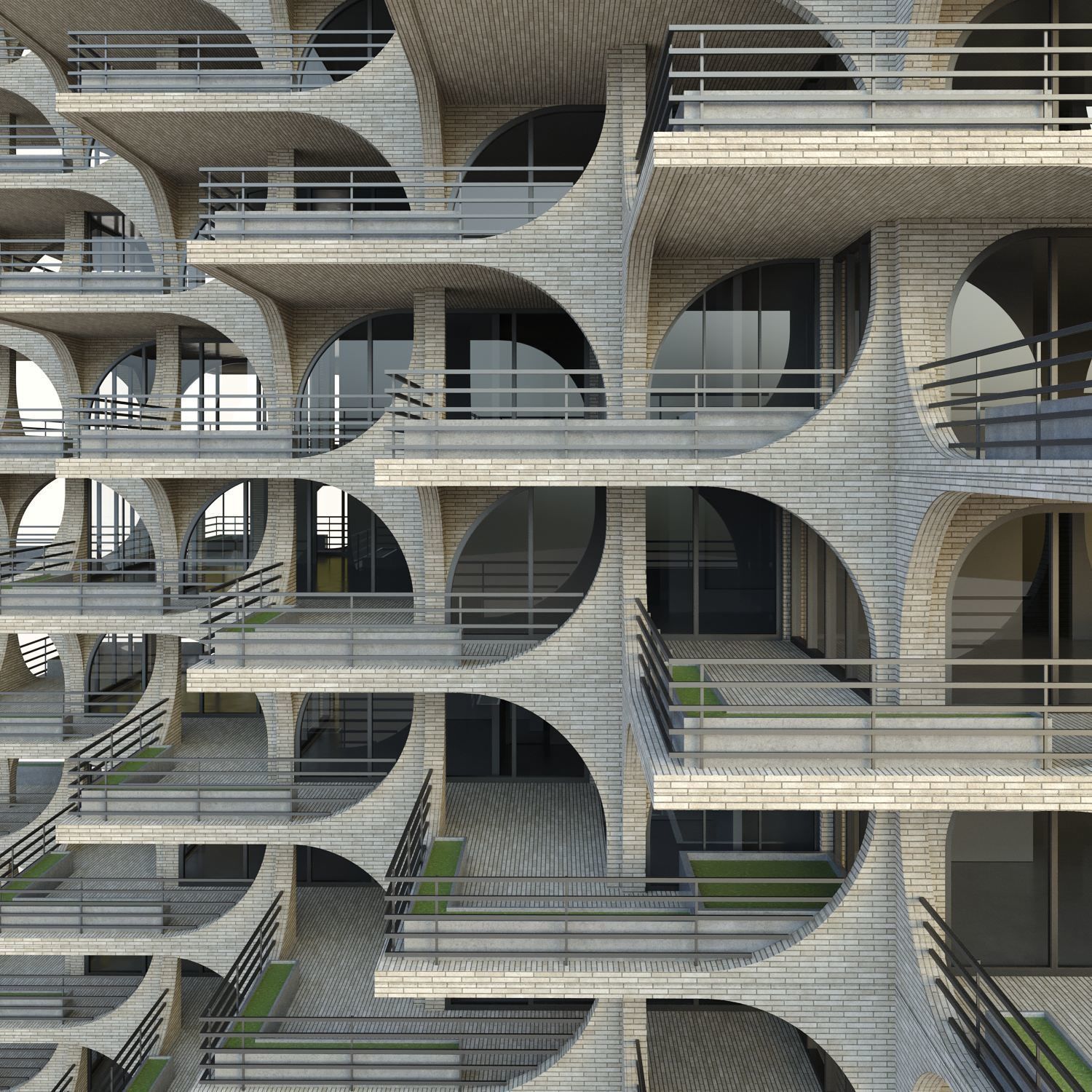 tel aviv residential tower Low-poly 3D model_4