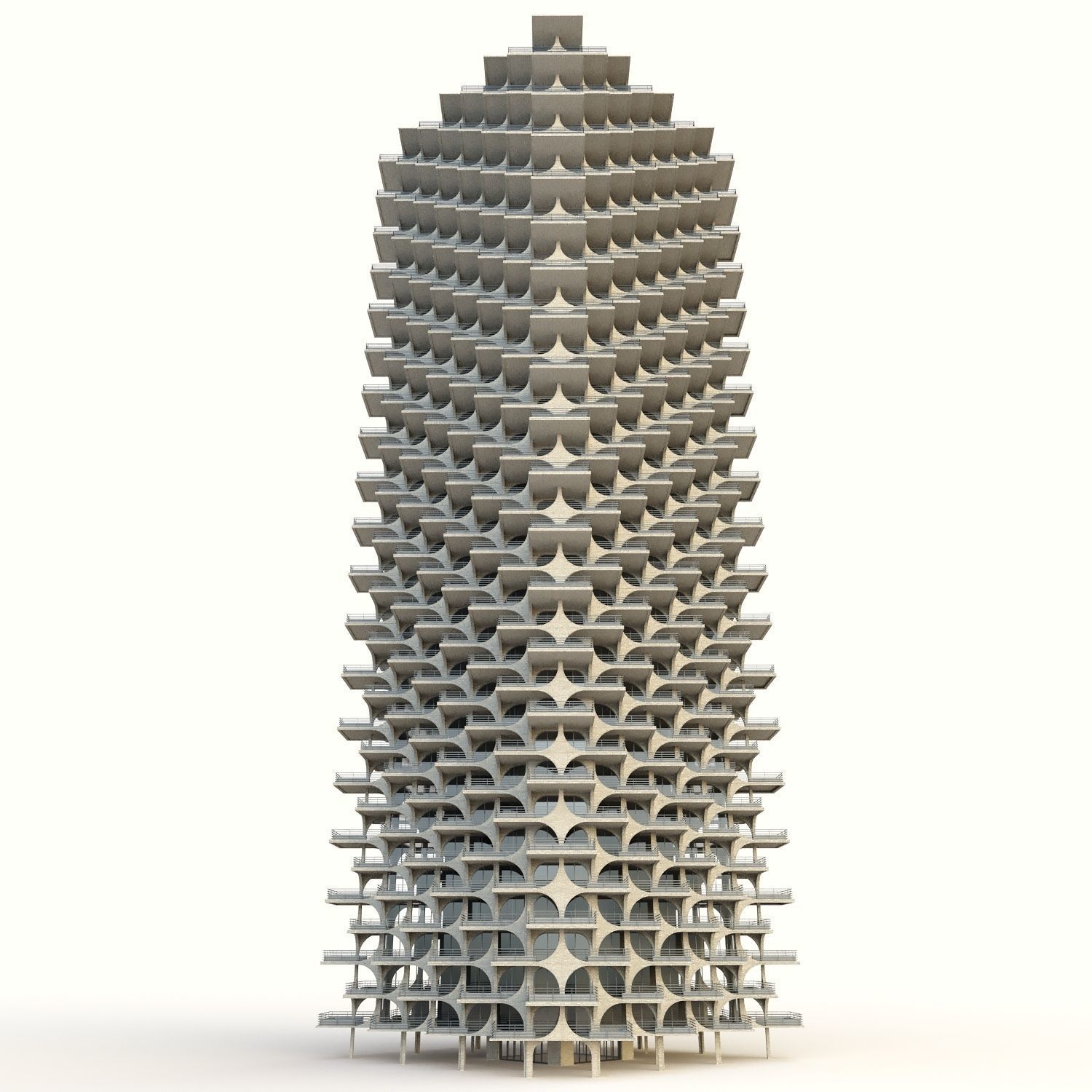tel aviv residential tower Low-poly 3D model_3