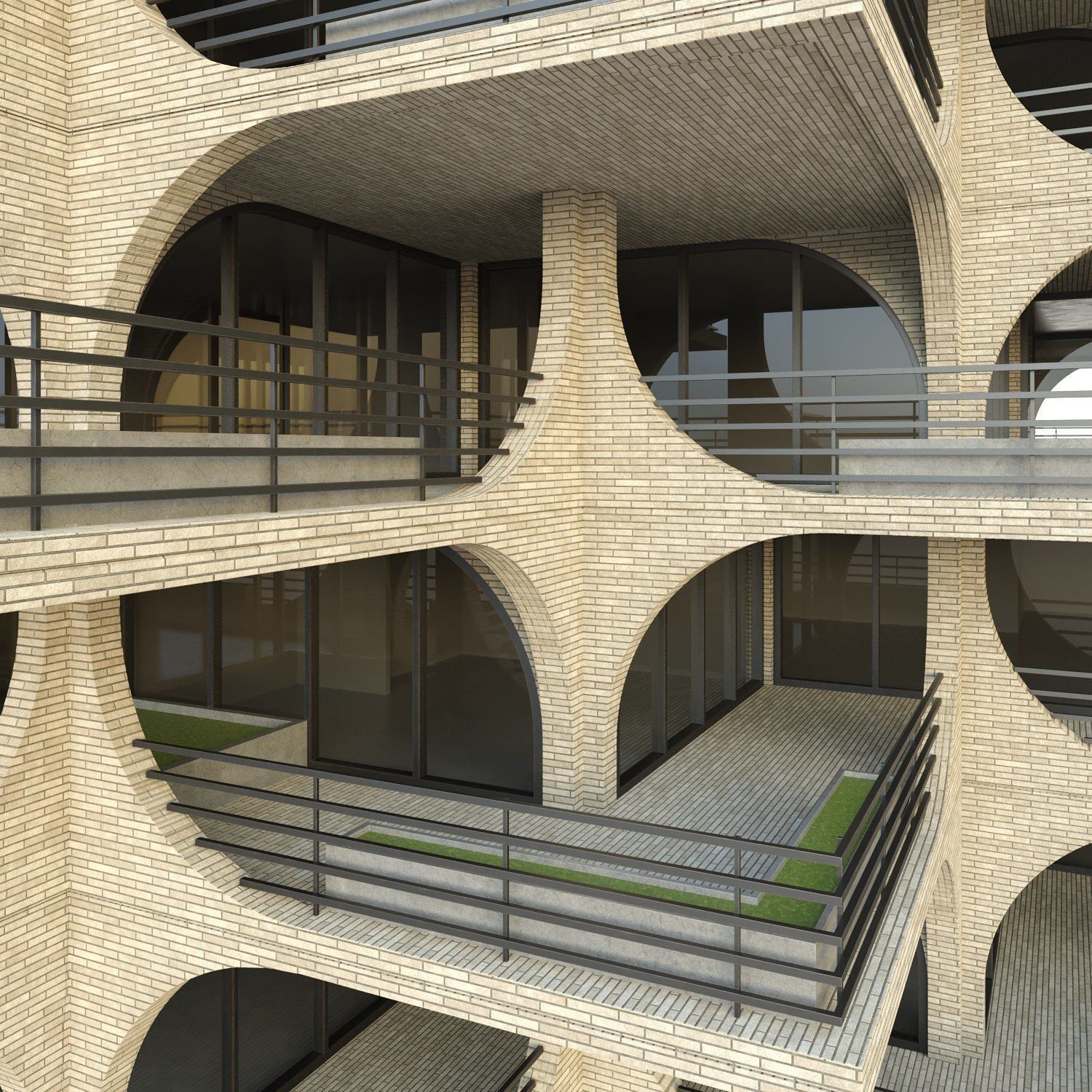 tel aviv residential tower Low-poly 3D model_7