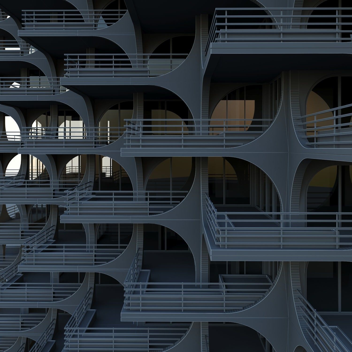 tel aviv residential tower Low-poly 3D model_5