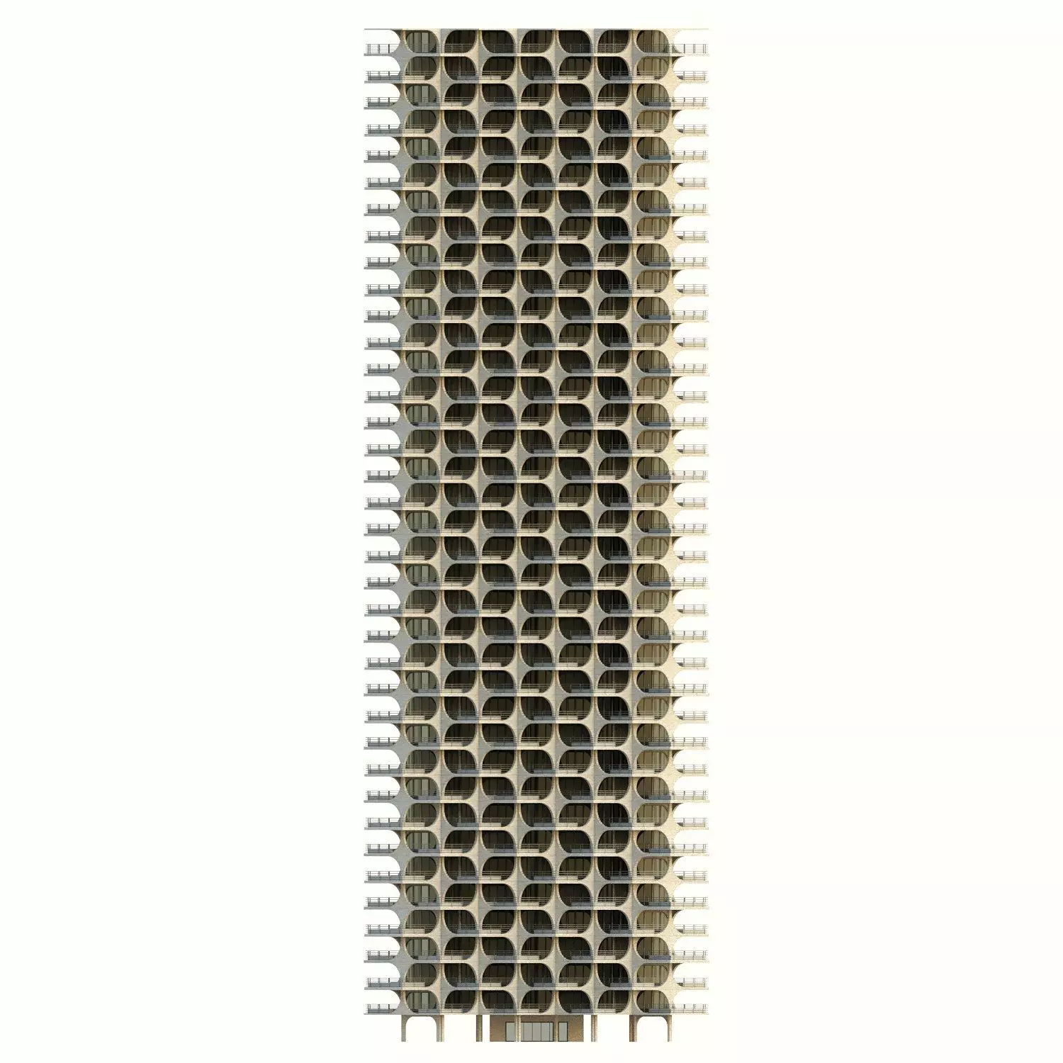 tel aviv residential tower Low-poly 3D model_0