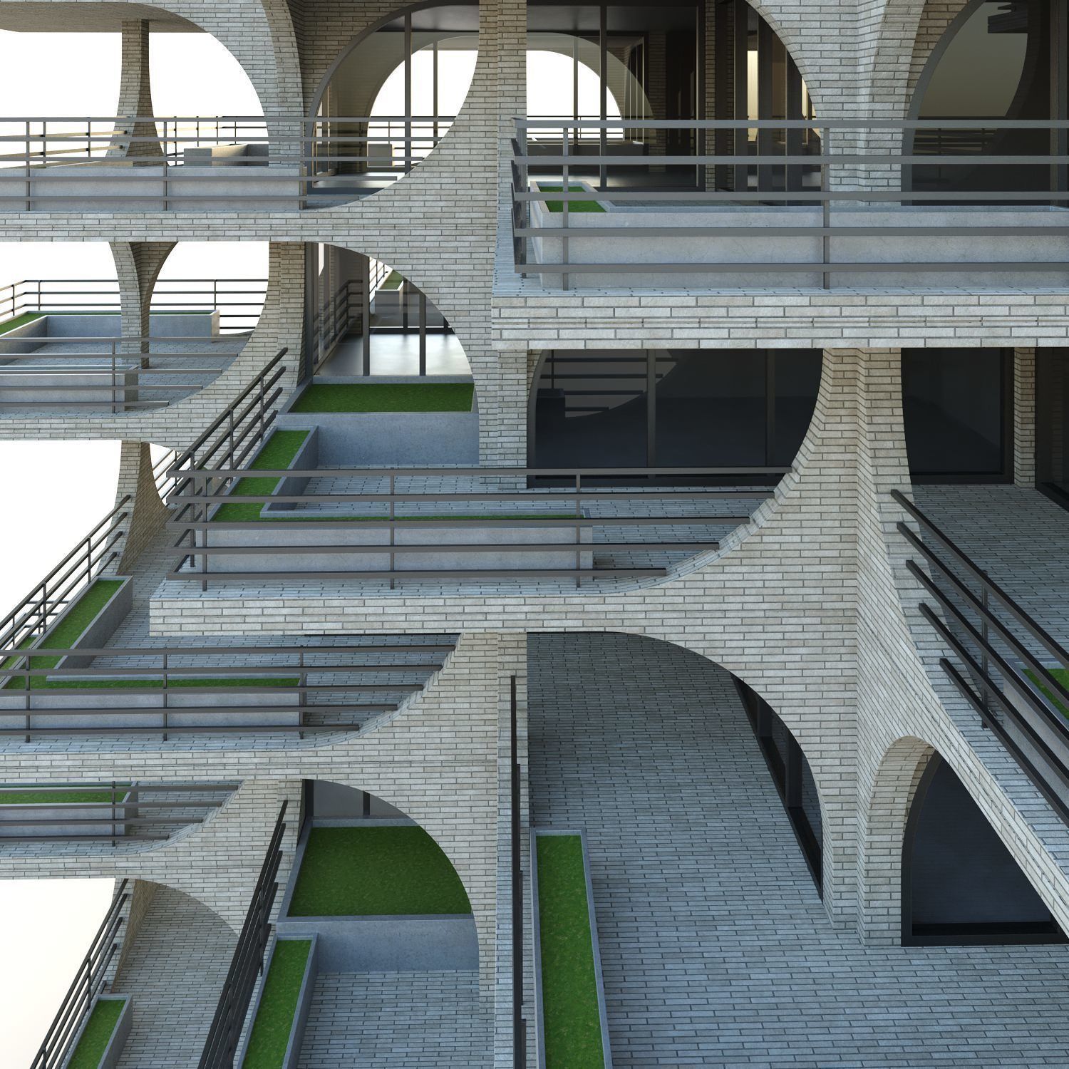 tel aviv residential tower Low-poly 3D model_10