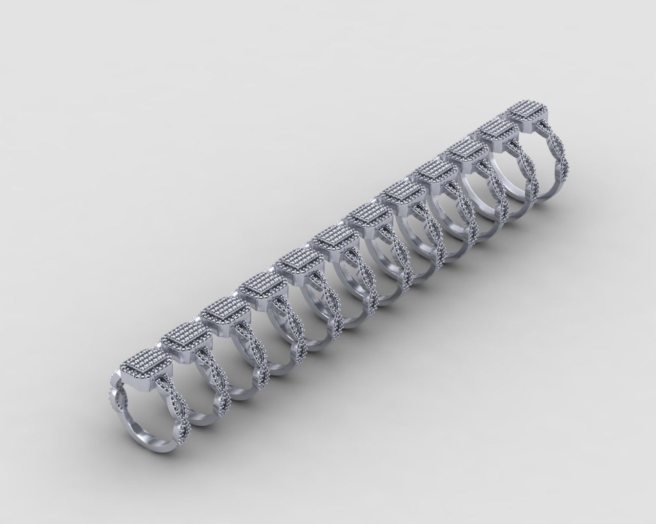 Pack of Emerald baguette rings 52-MWC 3D print model_11