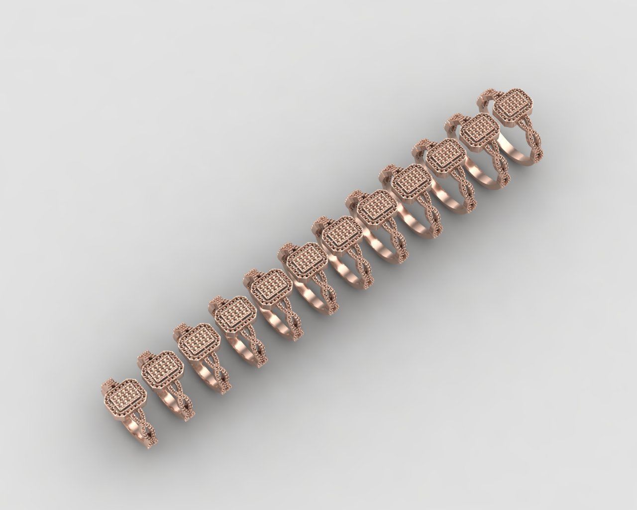 Pack of Emerald baguette rings 52-MWC 3D print model_13