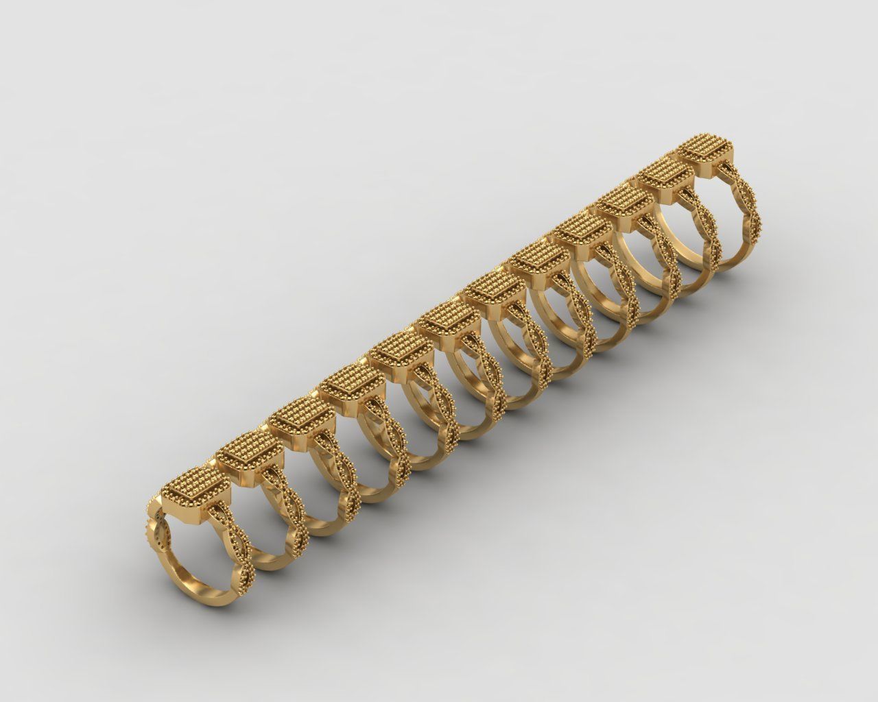 Pack of Emerald baguette rings 52-MWC 3D print model_12