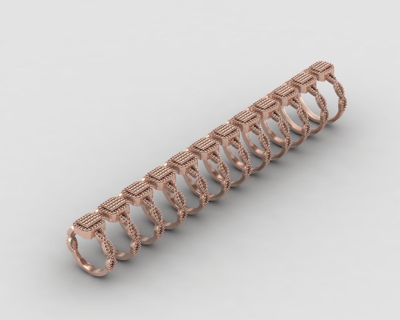 Pack of Emerald baguette rings 52-MWC 3D print model_10