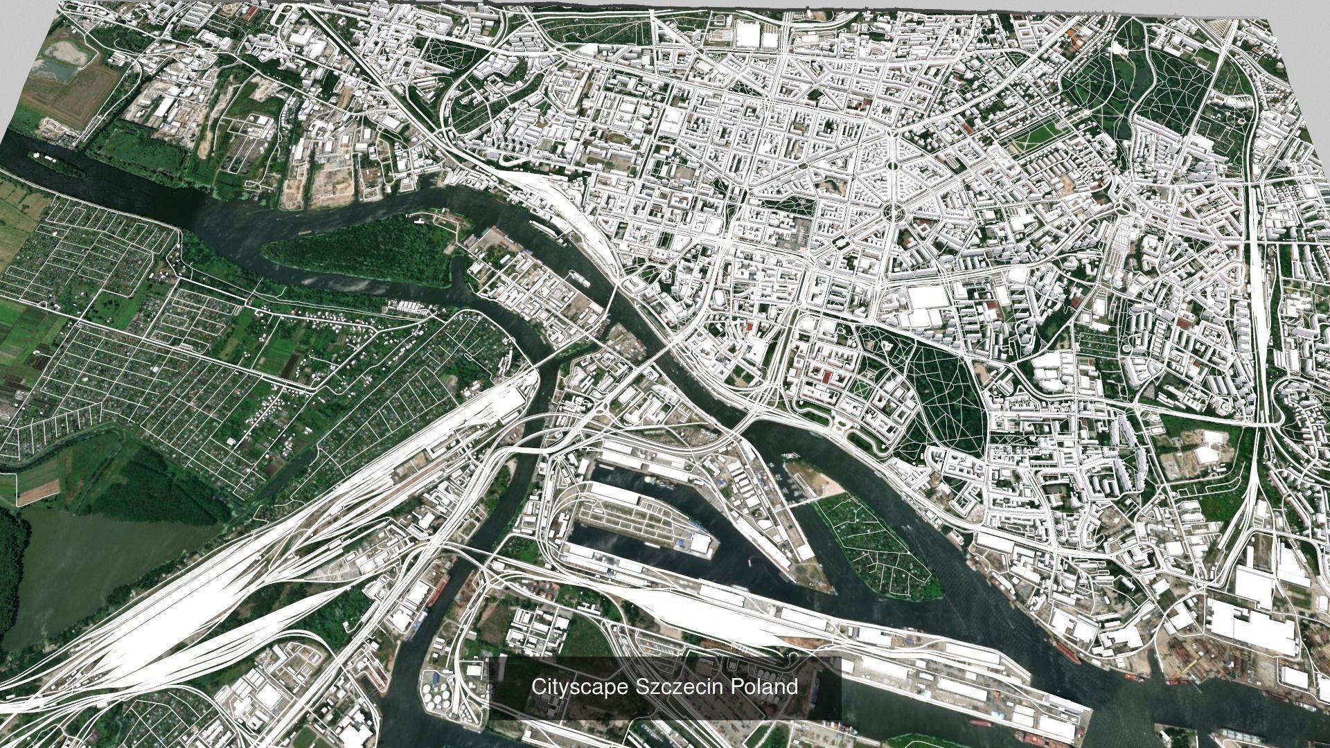 6 cityscapes of Poland and National Stadium Warsaw 3D Model Collection_9