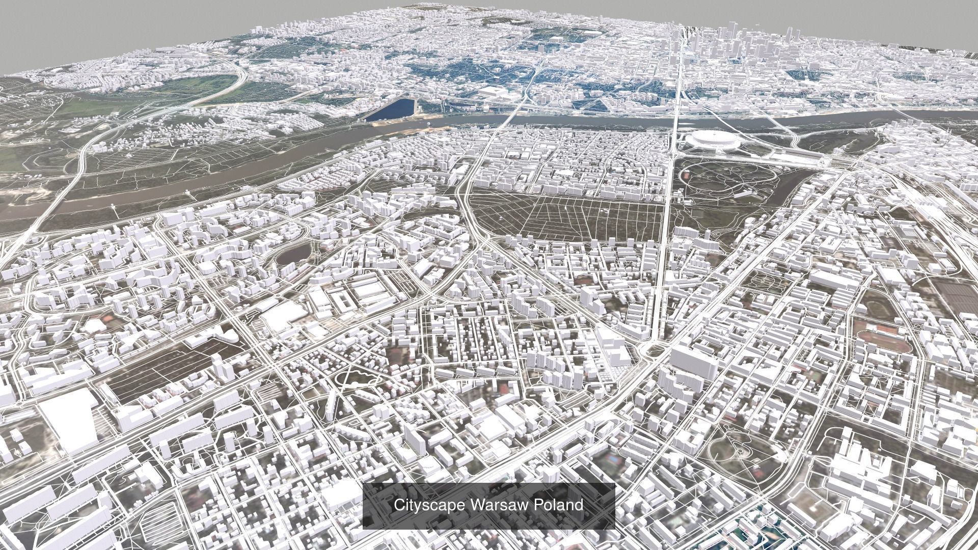 6 cityscapes of Poland and National Stadium Warsaw 3D Model Collection_13