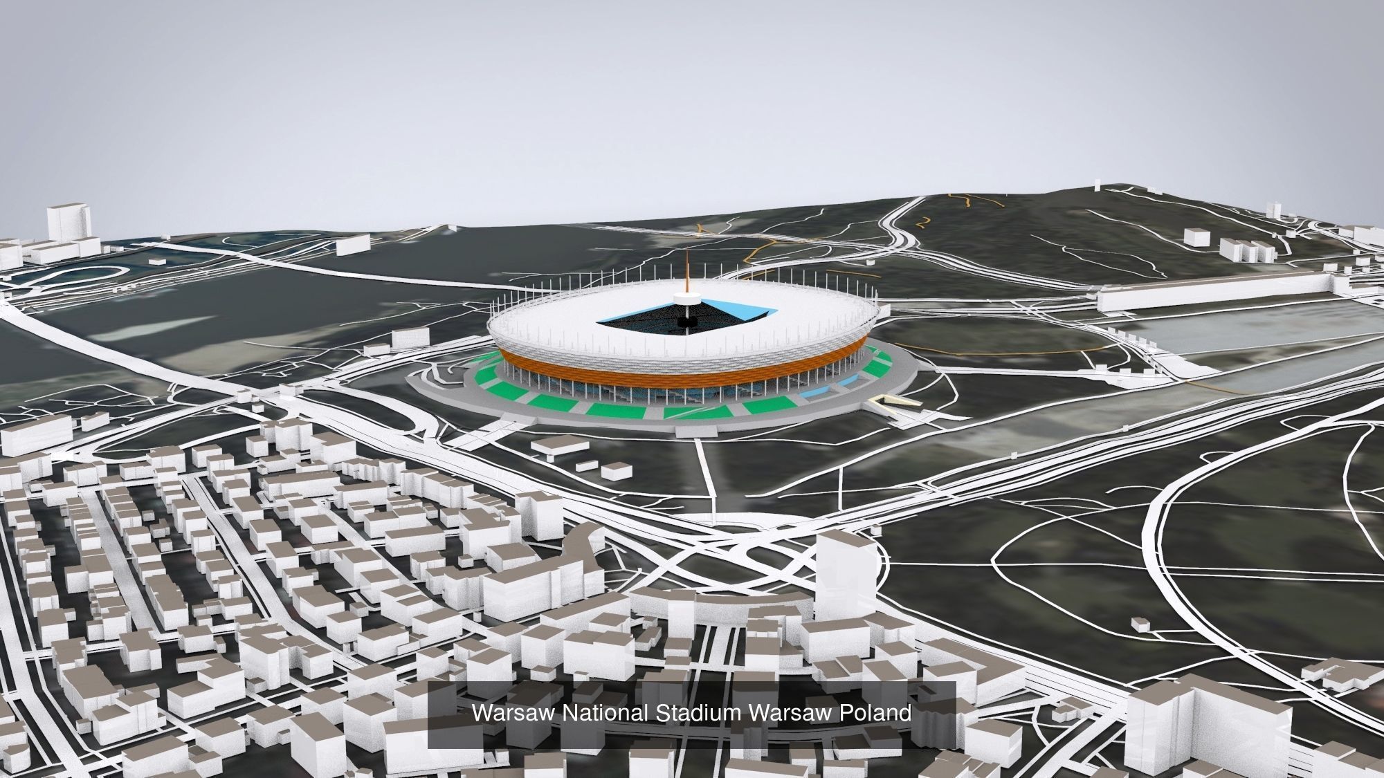 6 cityscapes of Poland and National Stadium Warsaw 3D Model Collection_12