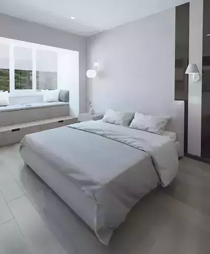 Cozy bedroom with a window seat