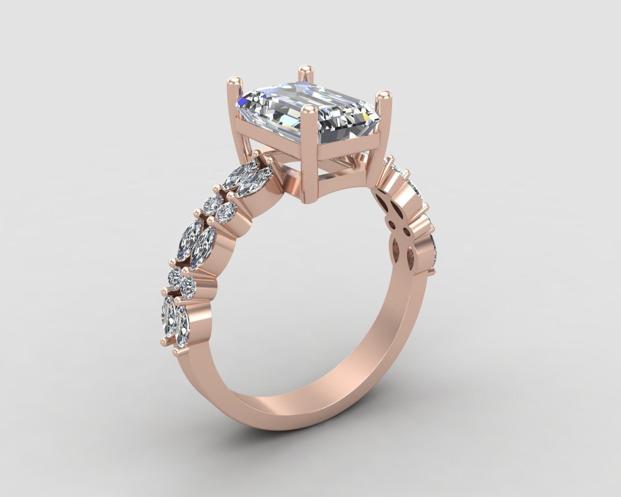 Pack of Emerald Marquise rings 54-MWC 3D print model_3