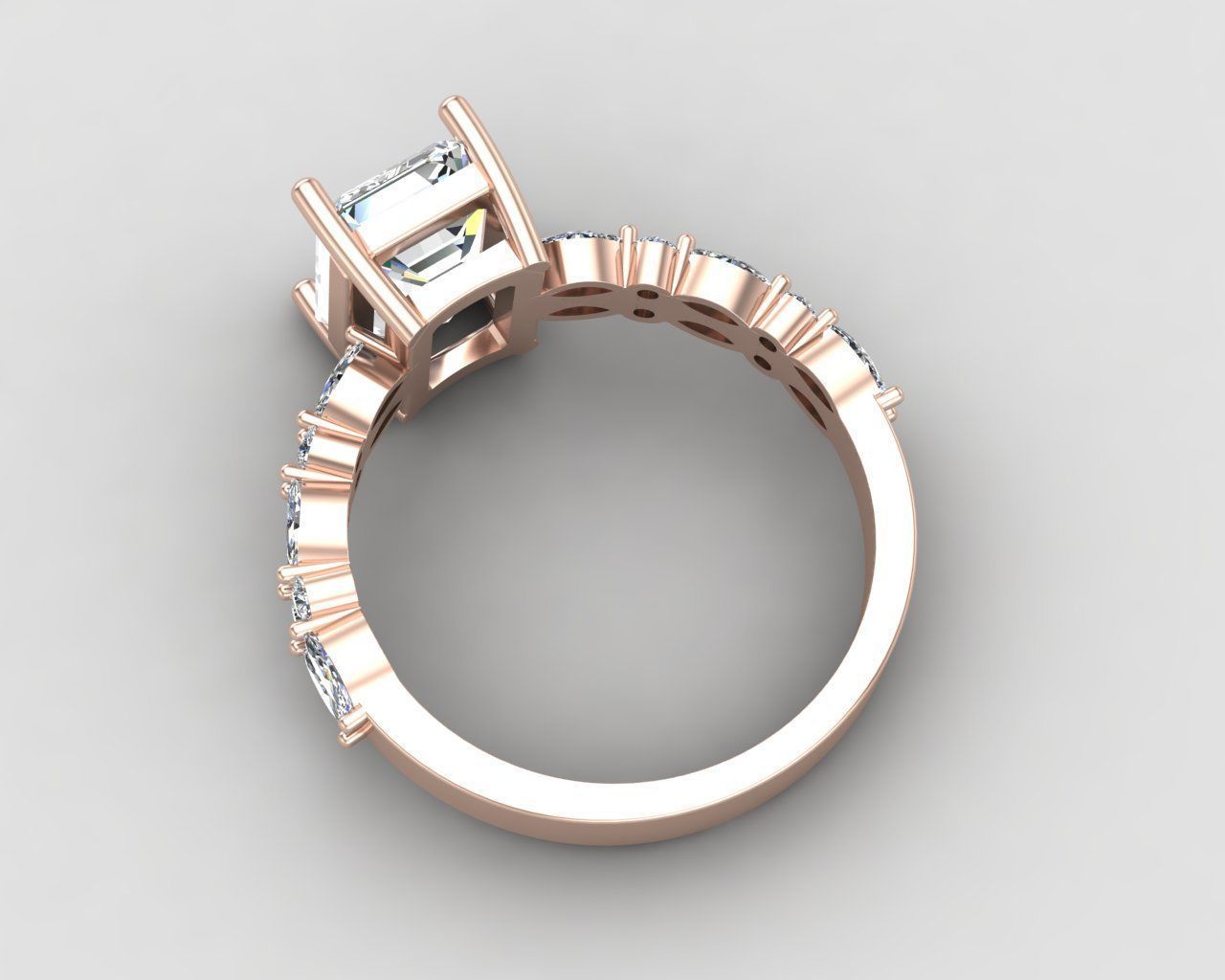 Pack of Emerald Marquise rings 54-MWC 3D print model_7