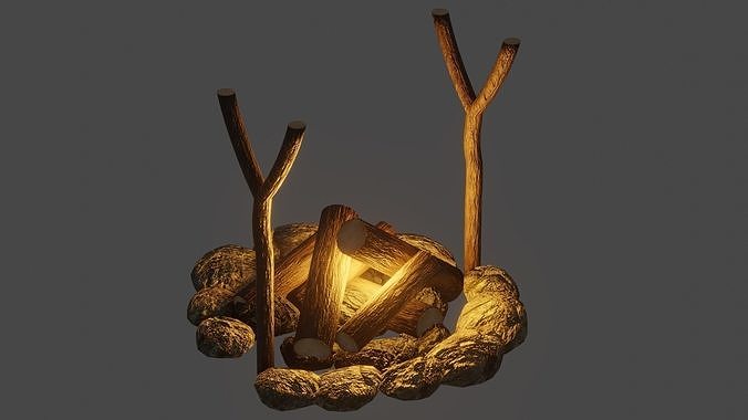 Campfire lamp with sticks in it Free 3D model