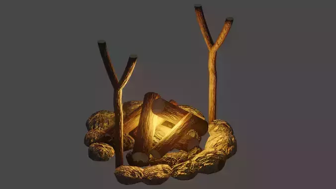 Campfire lamp with sticks in it