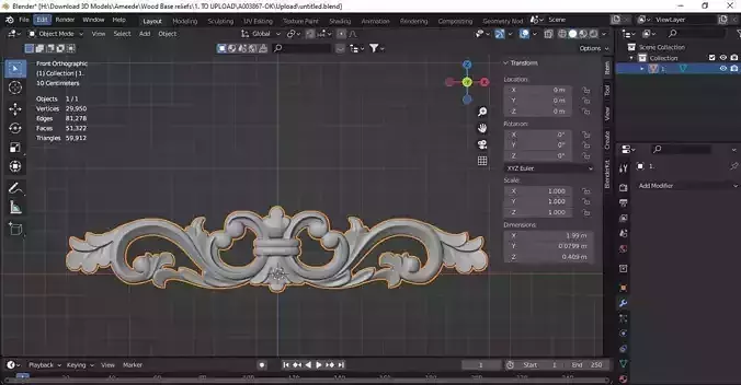 Flower Decarative Model for wood carving 3D print model