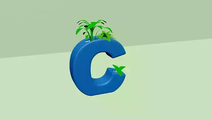 Vase C - Alphabet Vases Collection Letters - STL Printable 3D print model