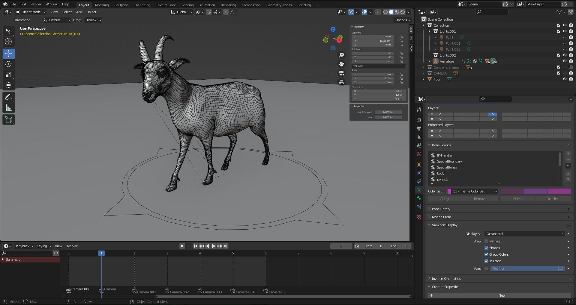 3D Goat 03 Rigged in Blender Low-poly 3D model_15
