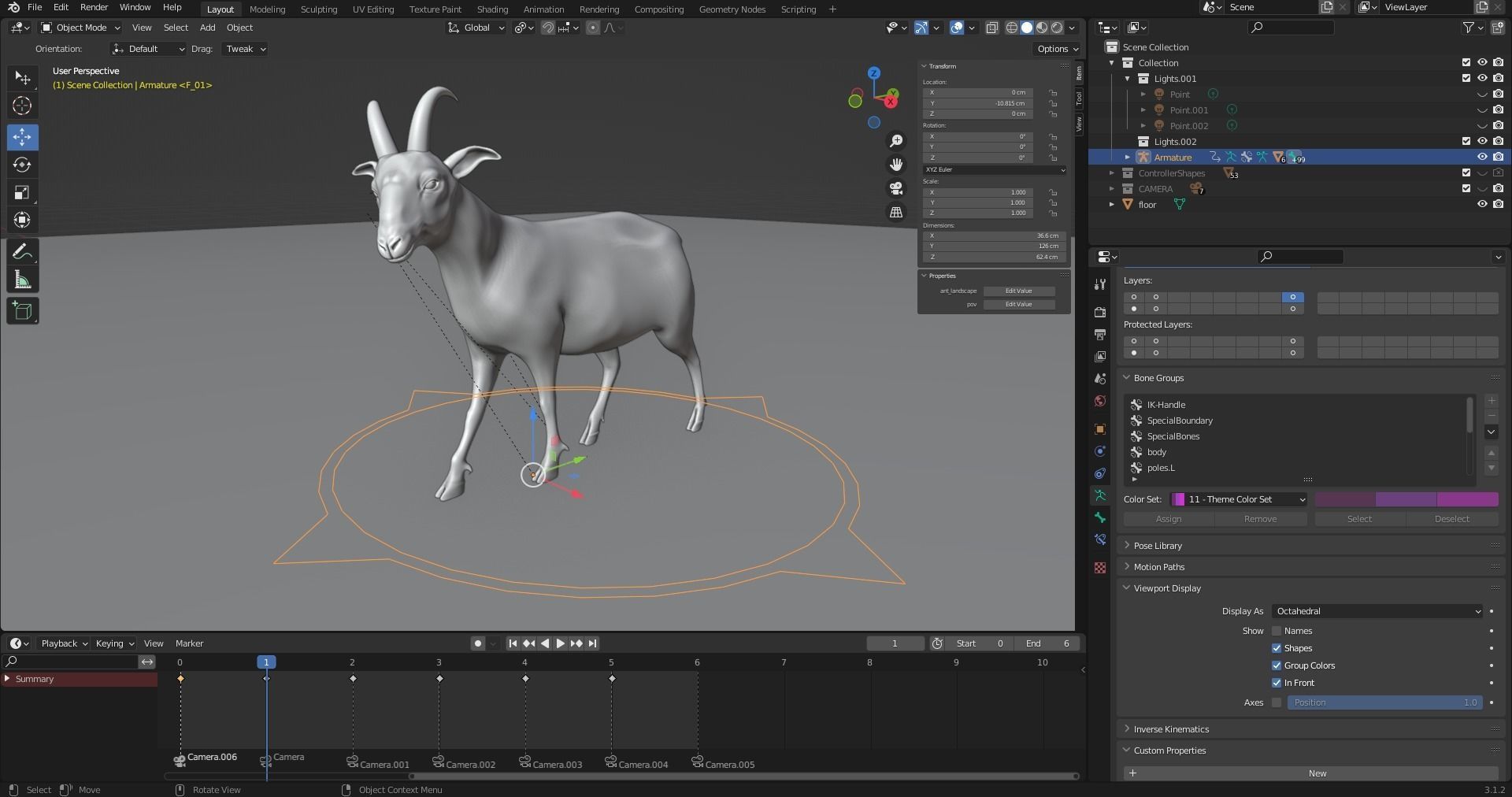 3D Goat 03 Rigged in Blender Low-poly 3D model_14