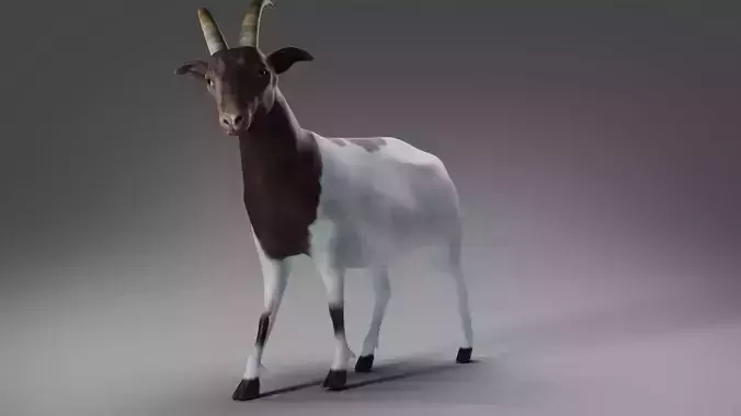 3D Goat 03 Rigged in Blender