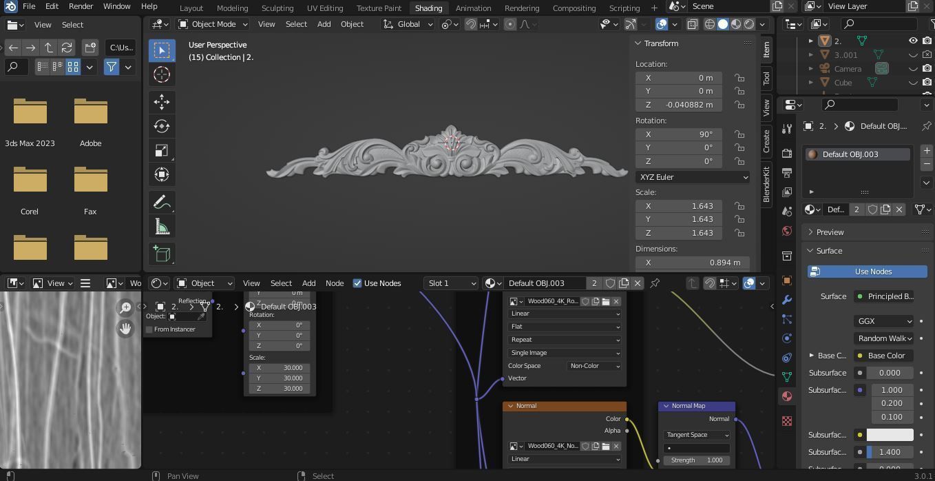 Flower Decor for Wood carving 3D print model_2