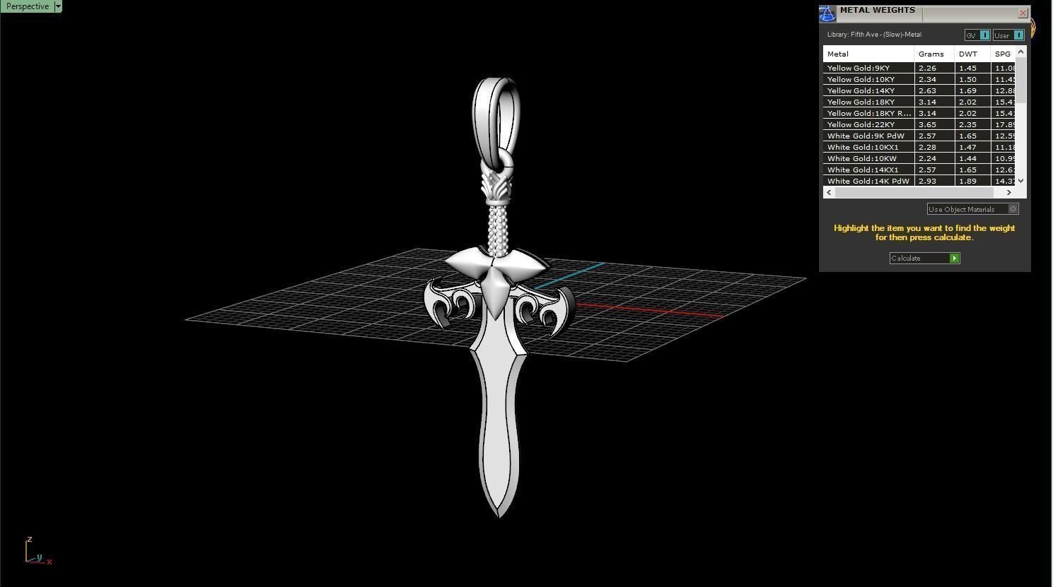Sword pendant model 327 3D print model_6