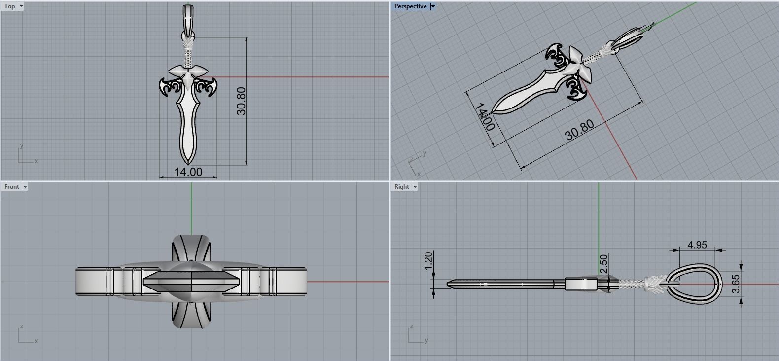 Sword pendant model 327 3D print model_5