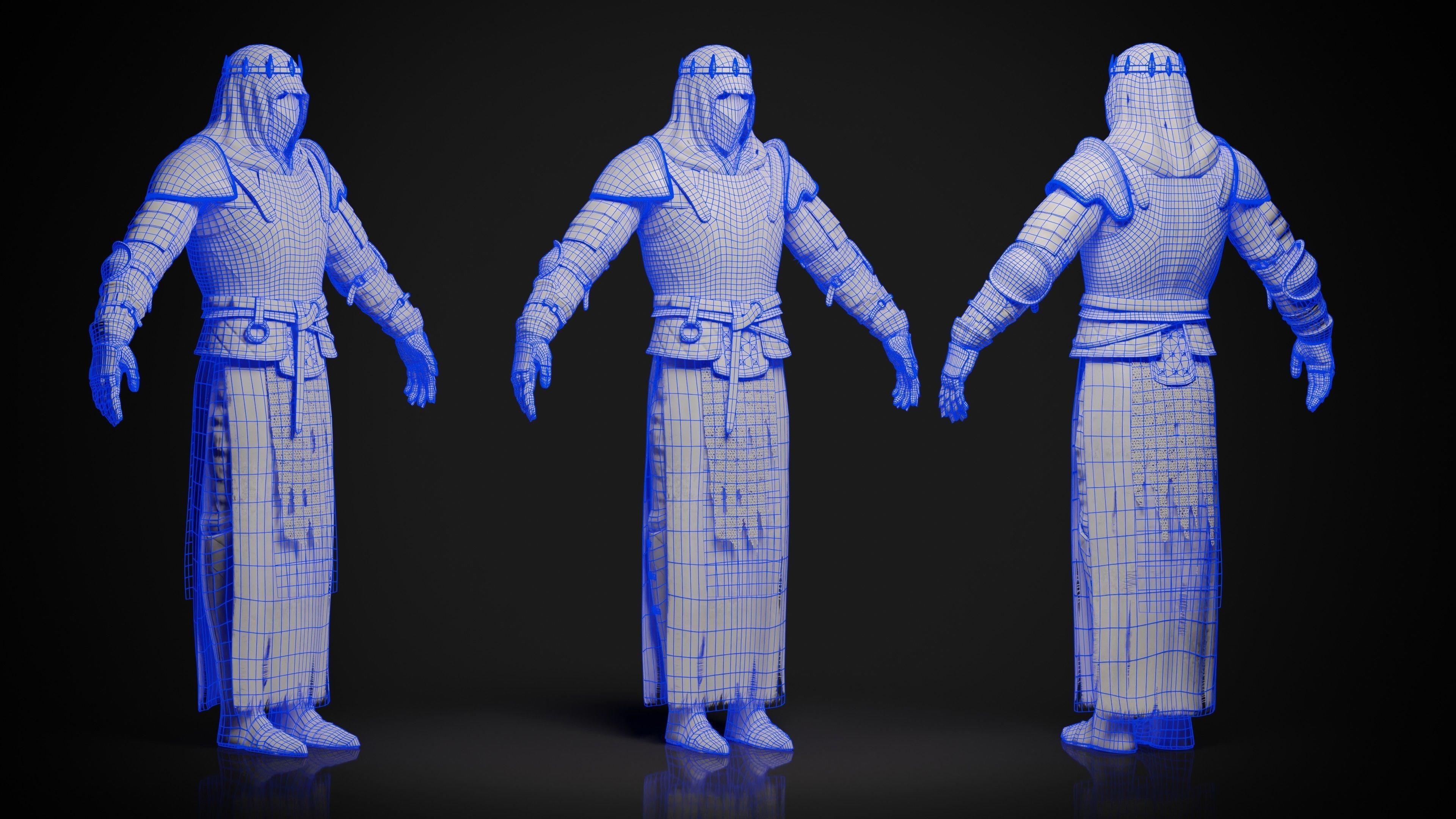 Dark Knight Game-ready character Low-poly 3D model_8