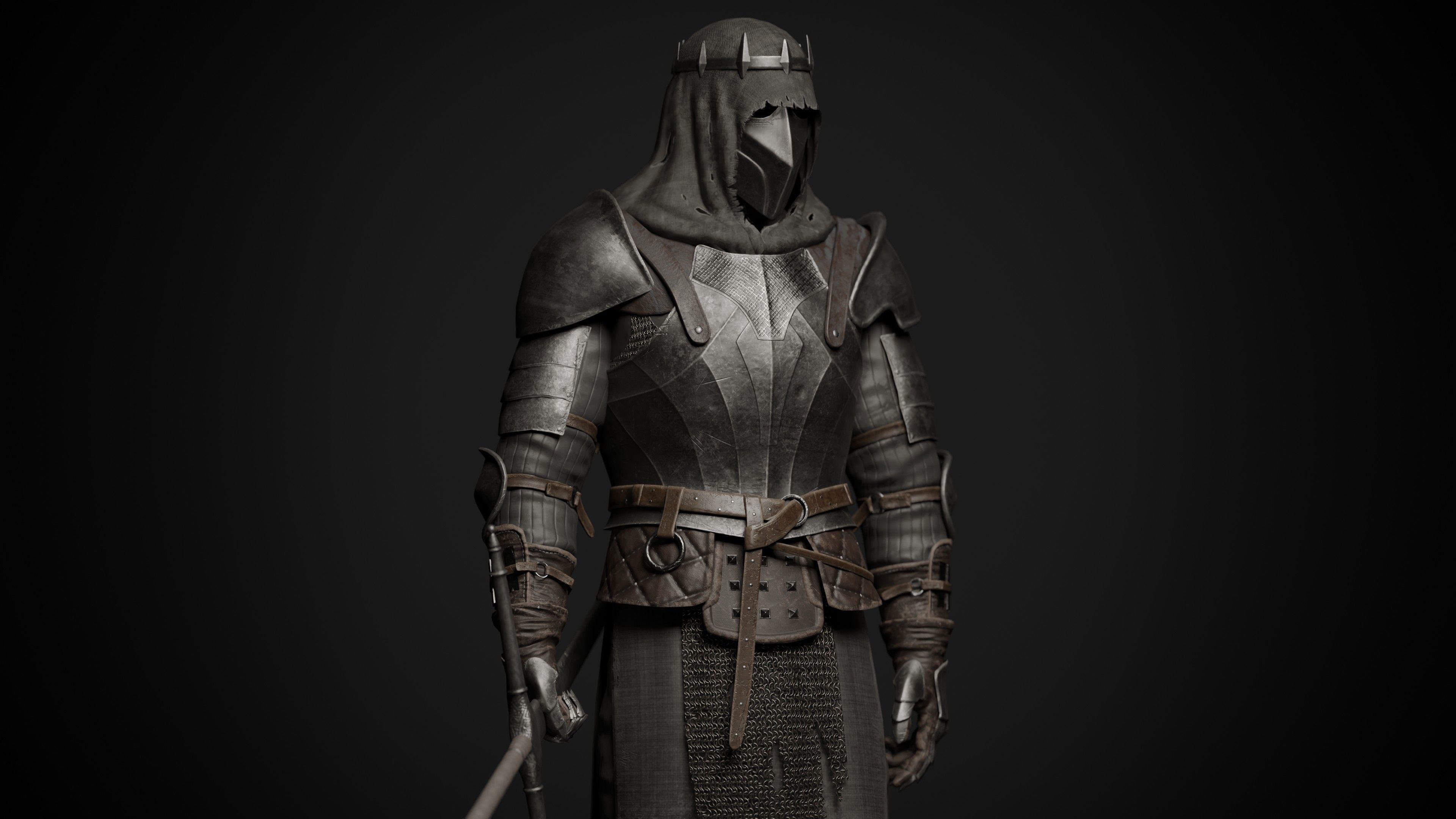 Dark Knight Game-ready character Low-poly 3D model_3