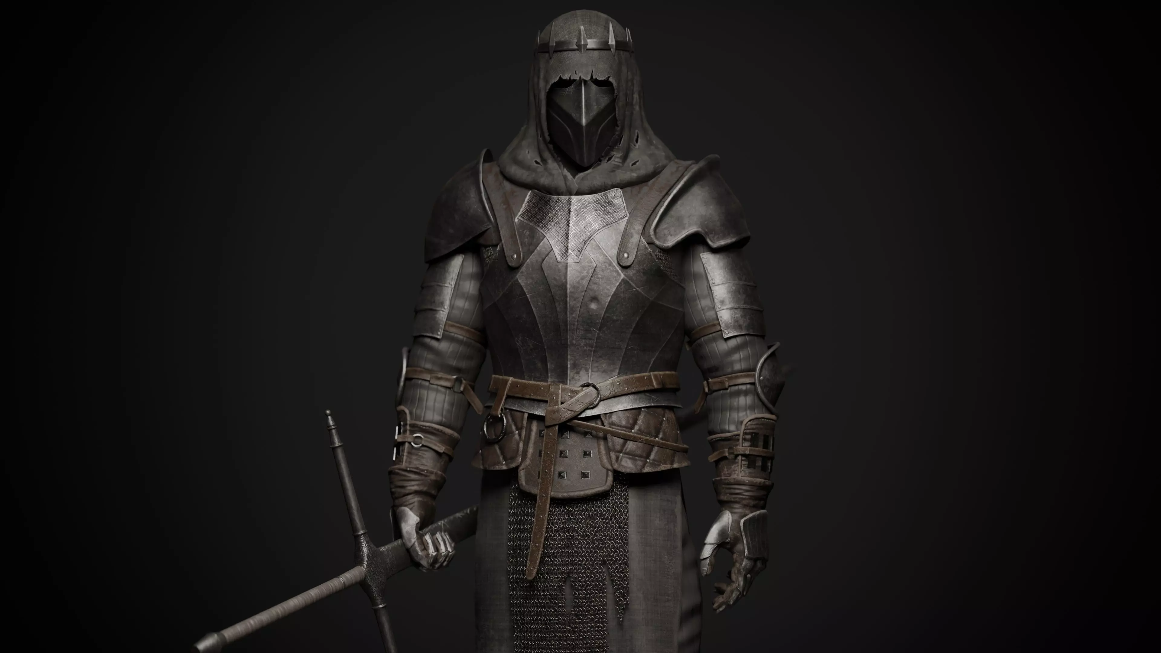 Dark Knight Game-ready character Low-poly 3D model_0