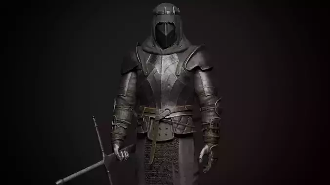 Dark Knight Game-ready character Low-poly 3D model