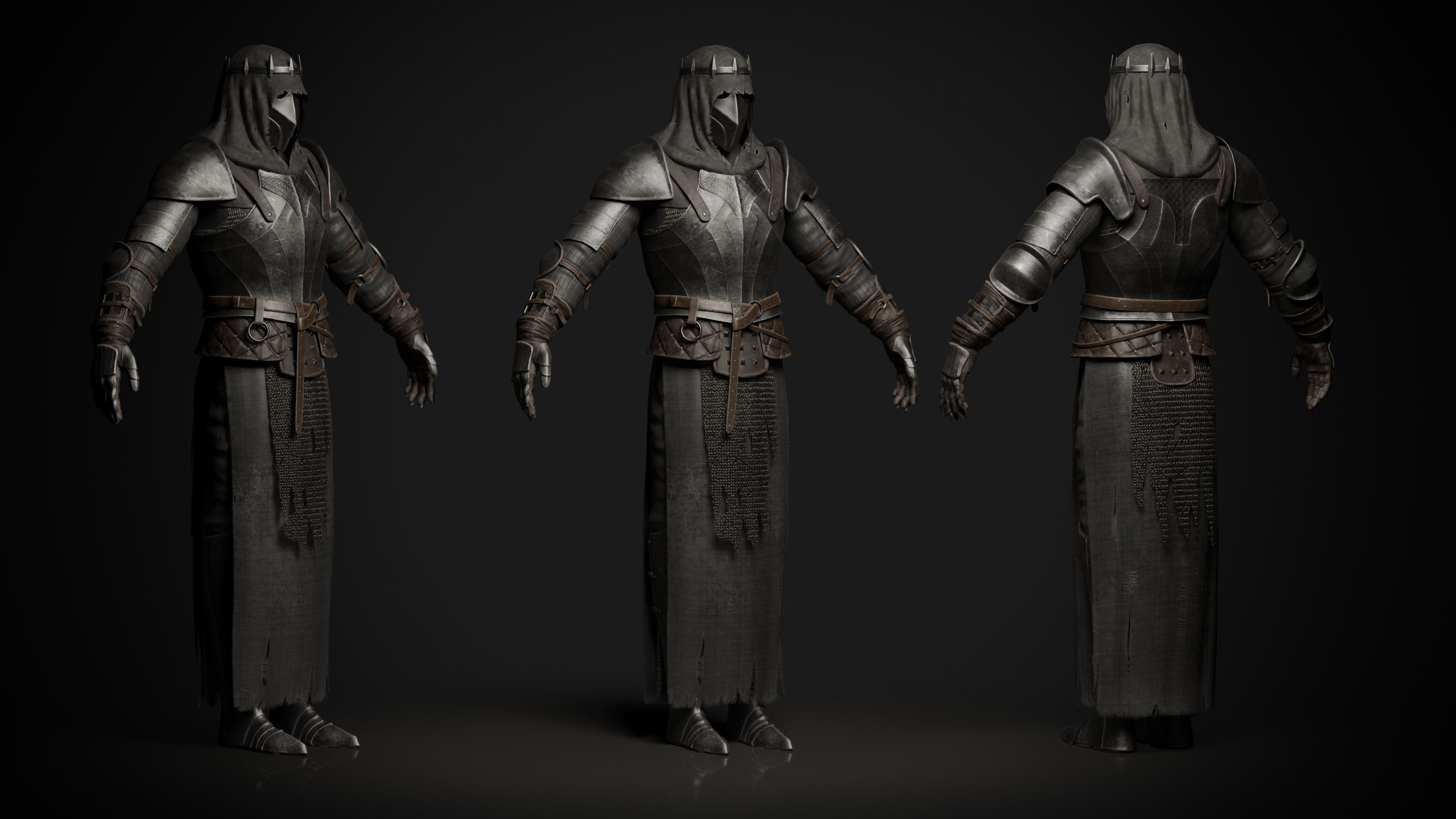 Dark Knight Game-ready character Low-poly 3D model_6