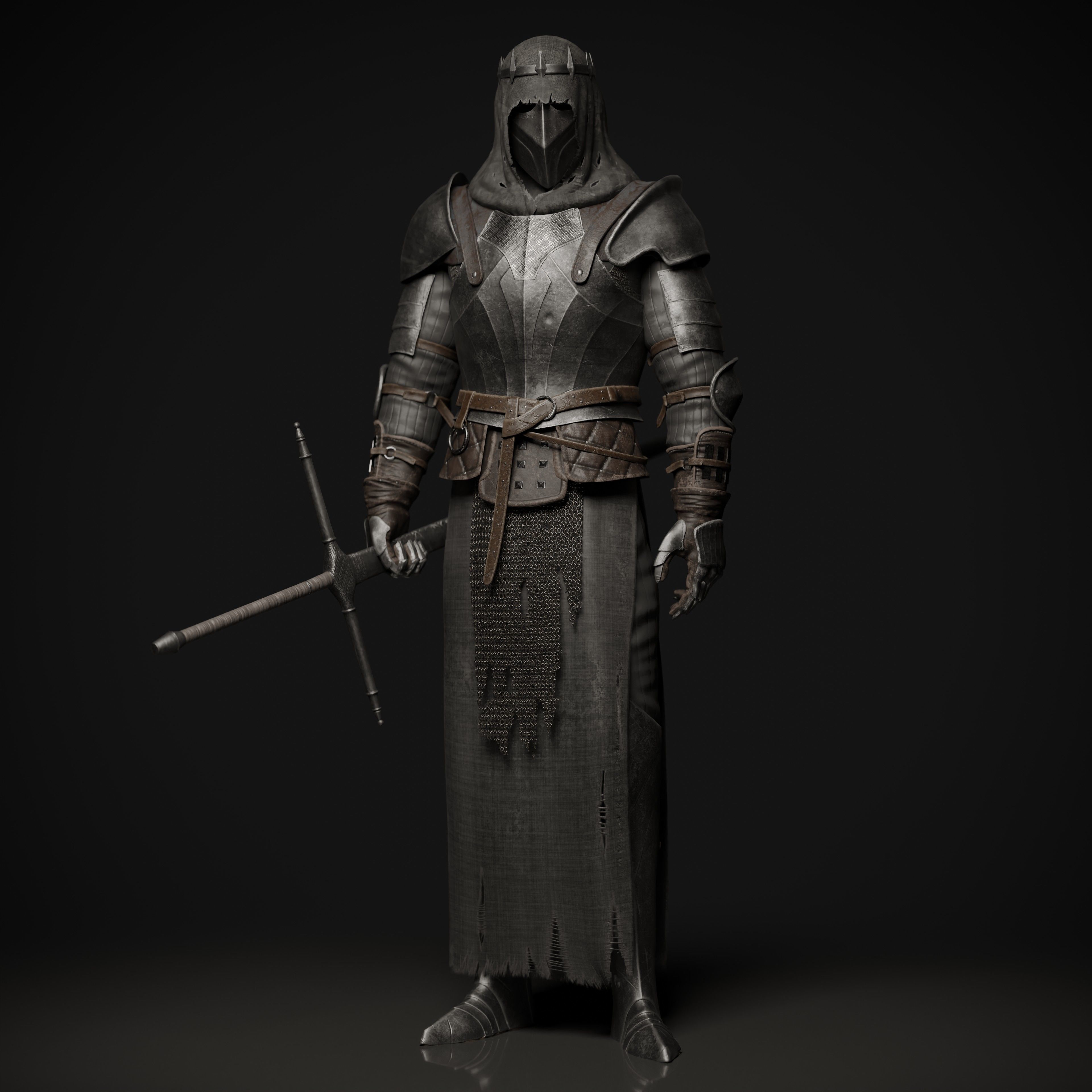 Dark Knight Game-ready character Low-poly 3D model_2