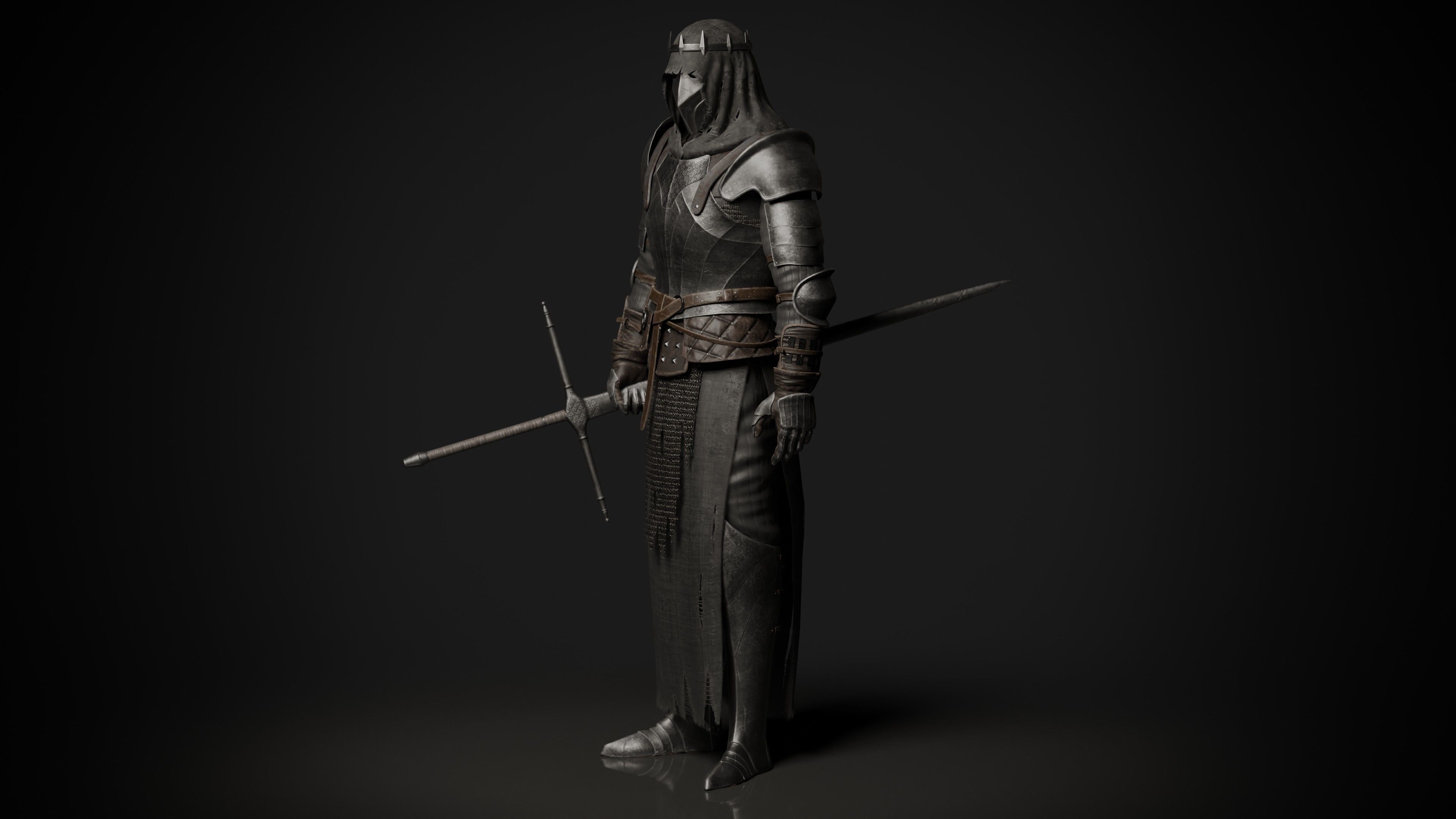 Dark Knight Game-ready character Low-poly 3D model_4