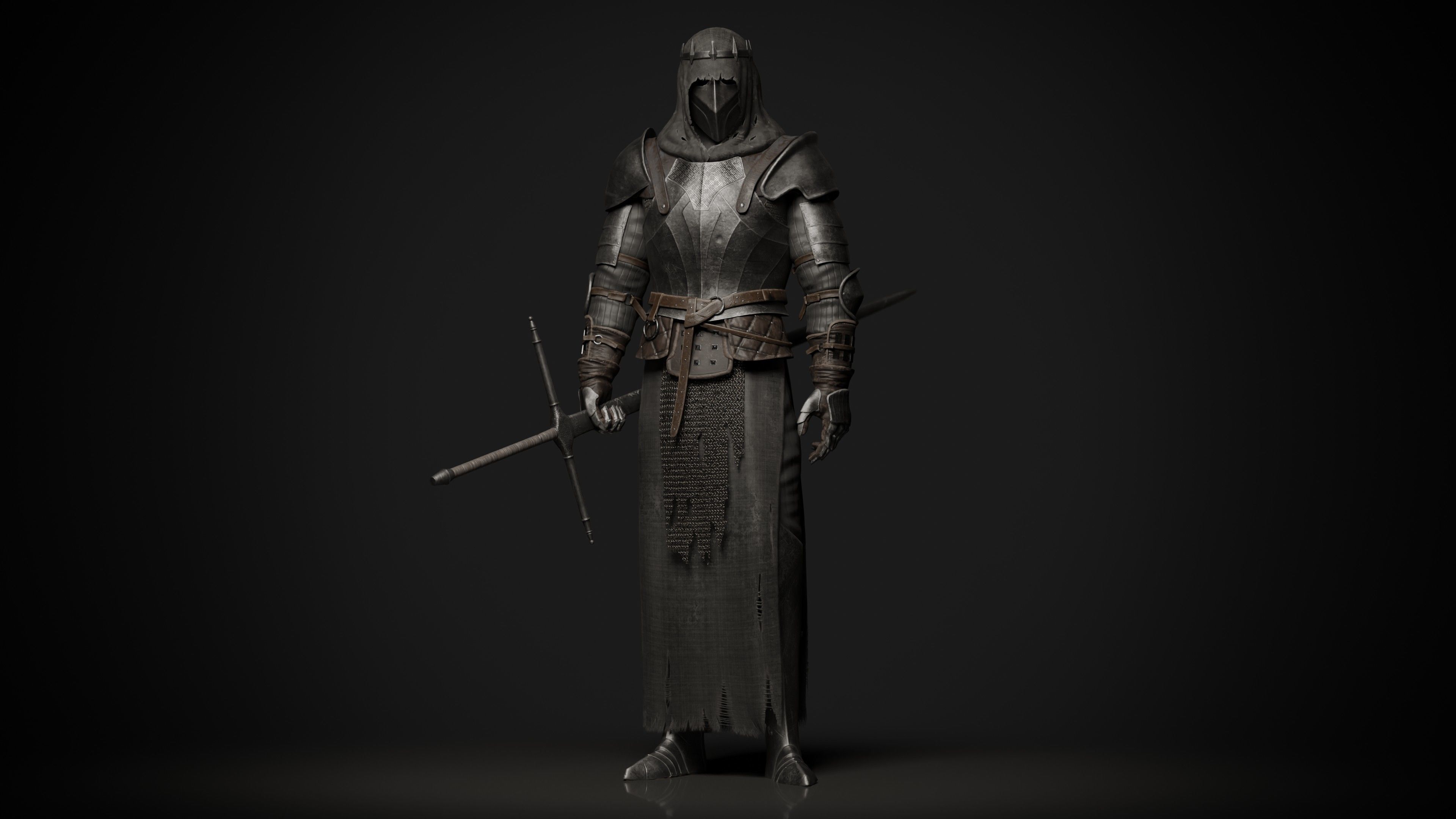 Dark Knight Game-ready character Low-poly 3D model_1