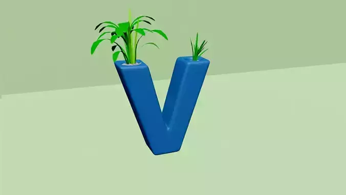 Vase V - Alphabet Vases Collection Letters - STL Printable 3D print model