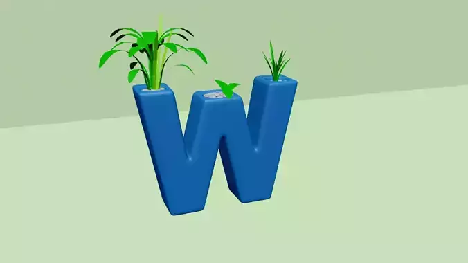 Vase W - Alphabet Vases Collection Letters - STL Printable