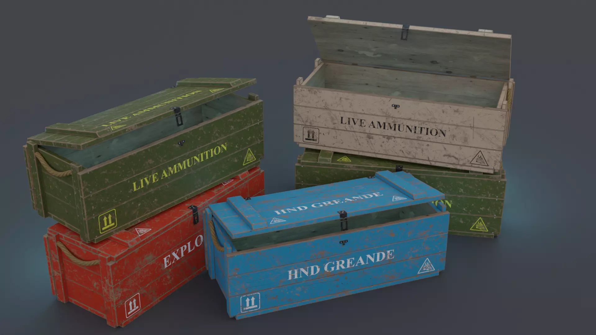Military Crate 4 3D model Low-poly 3D model_0