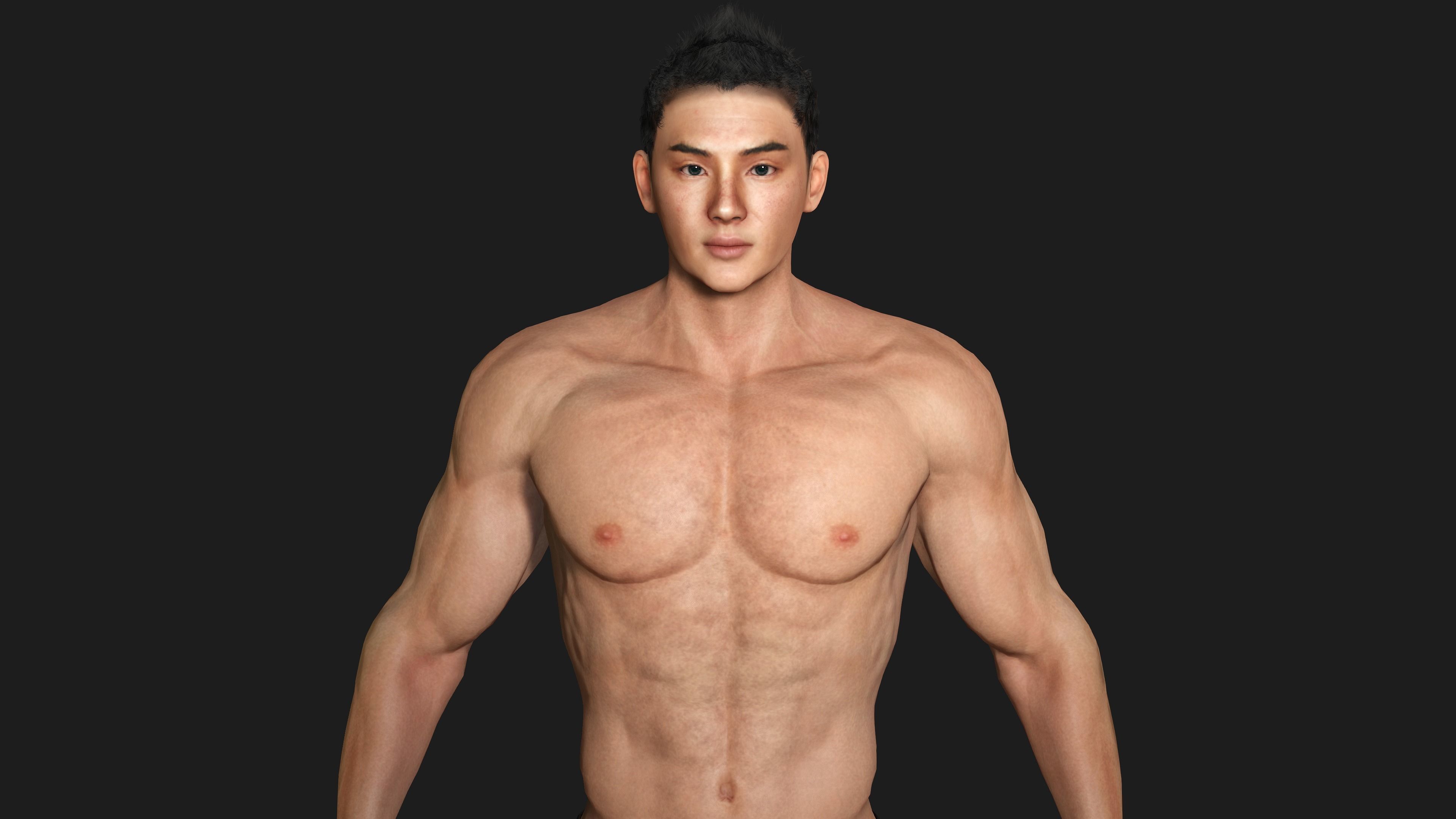 AAA 3D REALISTIC ASIAN MALE 02 - HUMAN RIGGED CHARACTER Low-poly 3D model_5