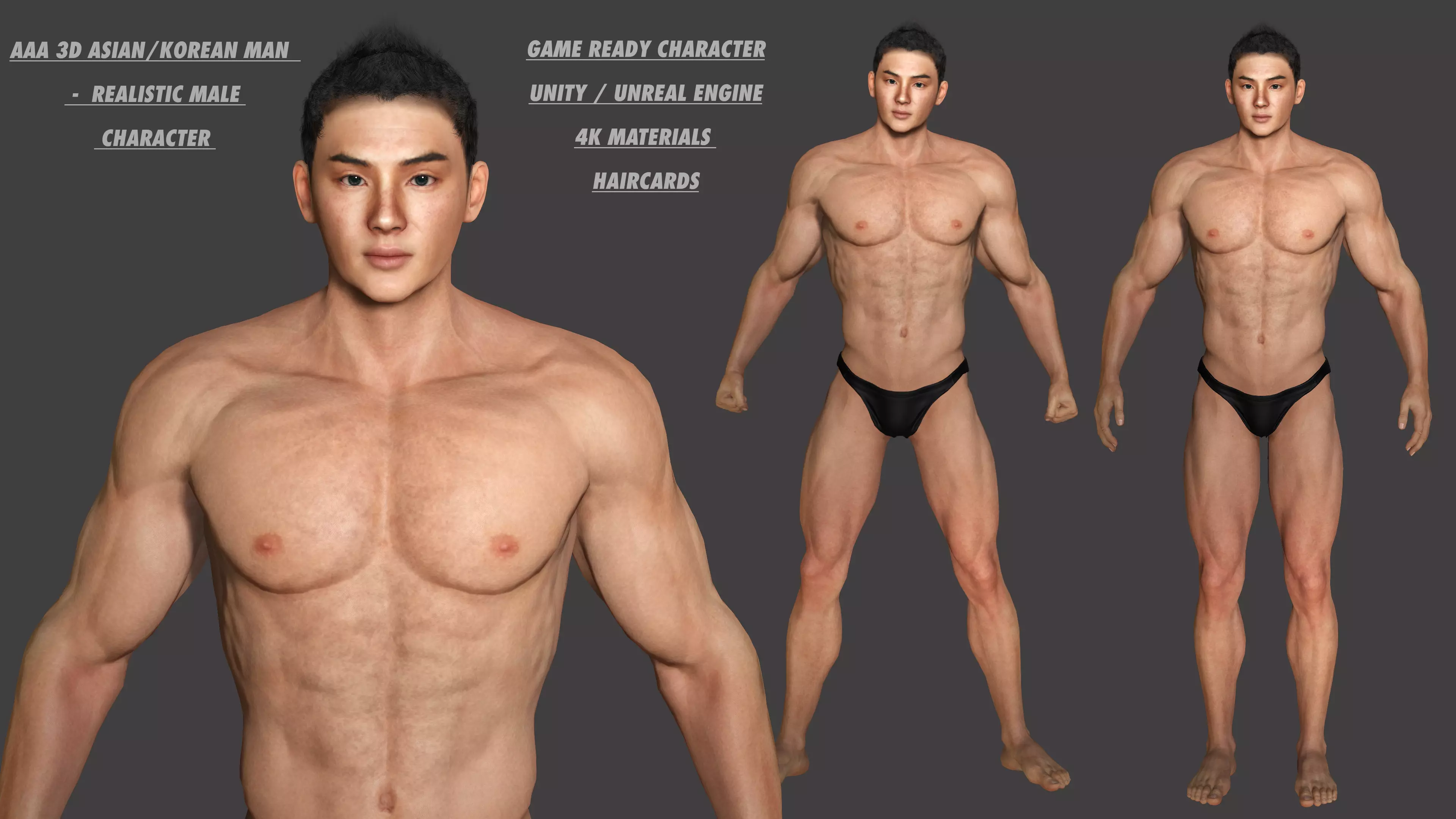 AAA 3D REALISTIC ASIAN MALE 02 - HUMAN RIGGED CHARACTER Low-poly 3D model_0