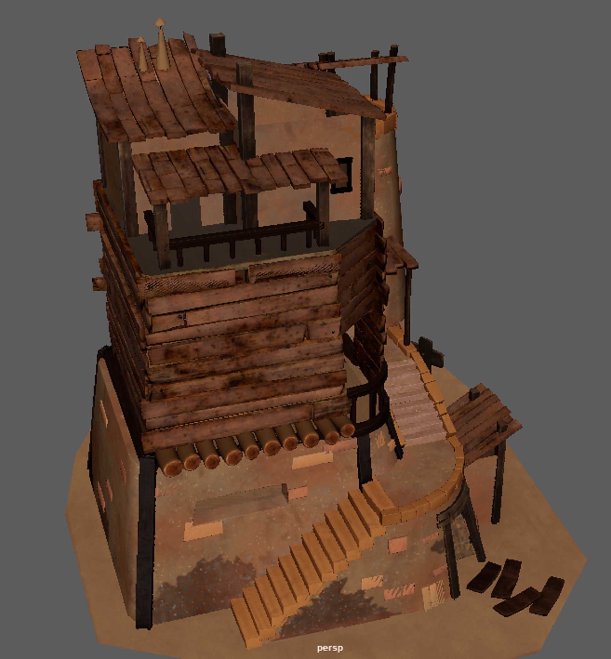 A Stylised House set in an Environment of Desert 3D model_25