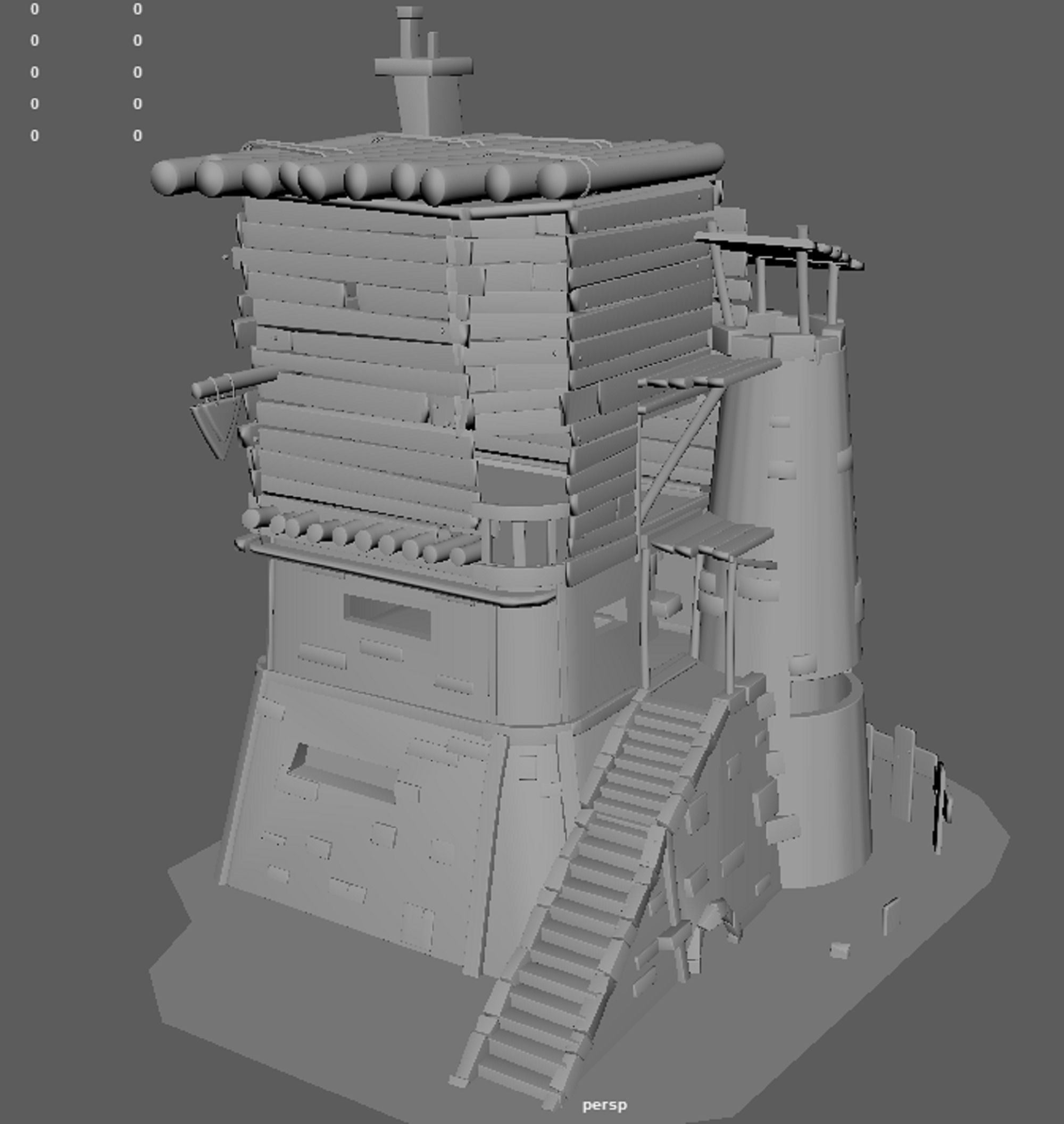 A Stylised House set in an Environment of Desert 3D model_7