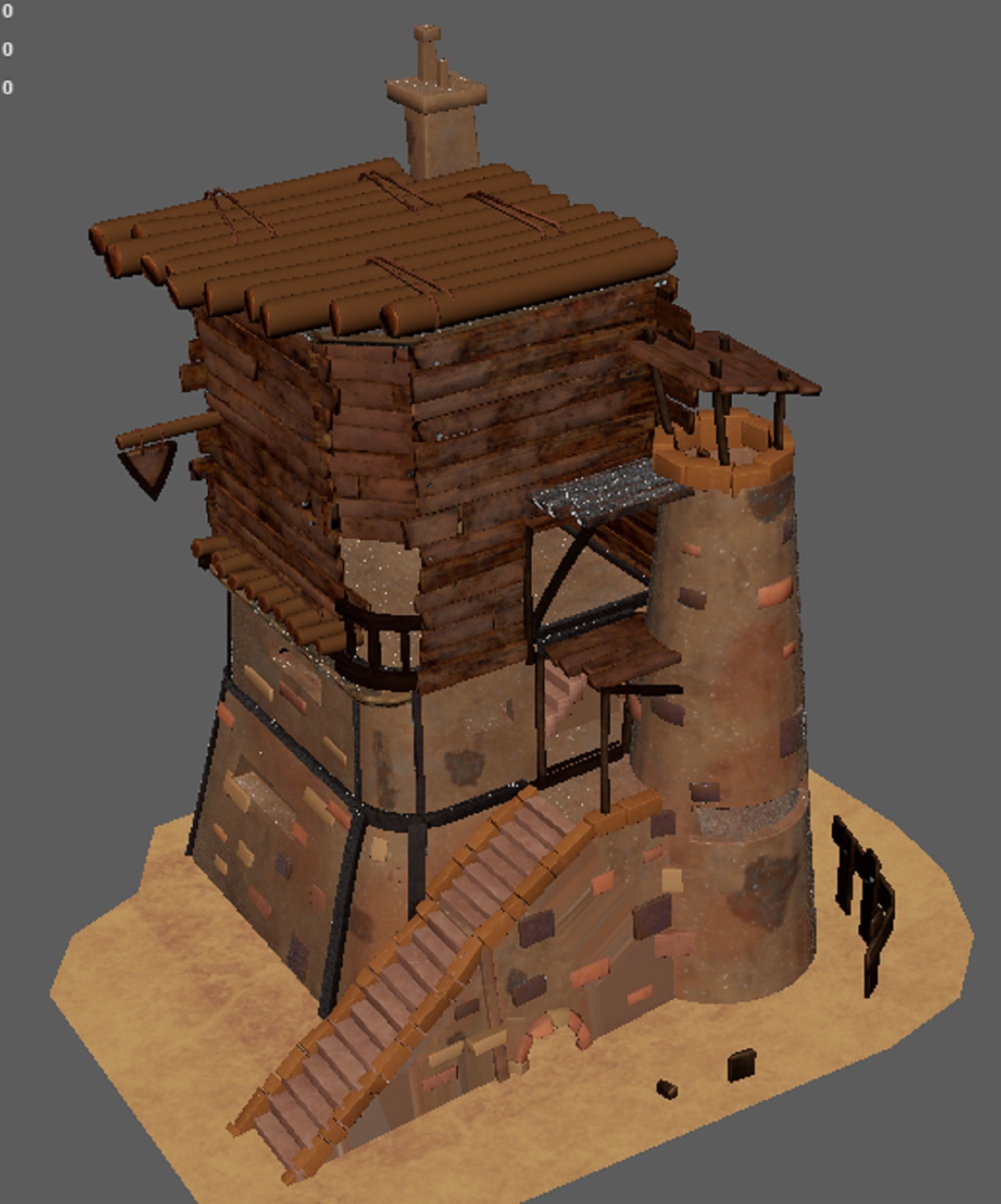 A Stylised House set in an Environment of Desert 3D model_5