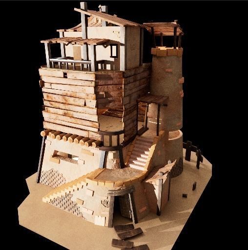 A Stylised House set in an Environment of Desert 3D model_34